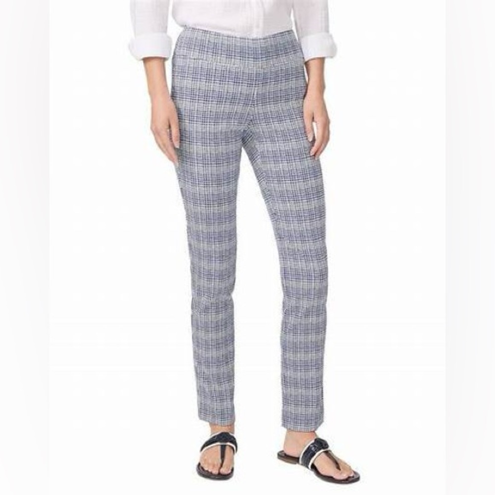 J. McLaughlin Striped Lines Hatch Navy Blue White Masie Pants Size 4